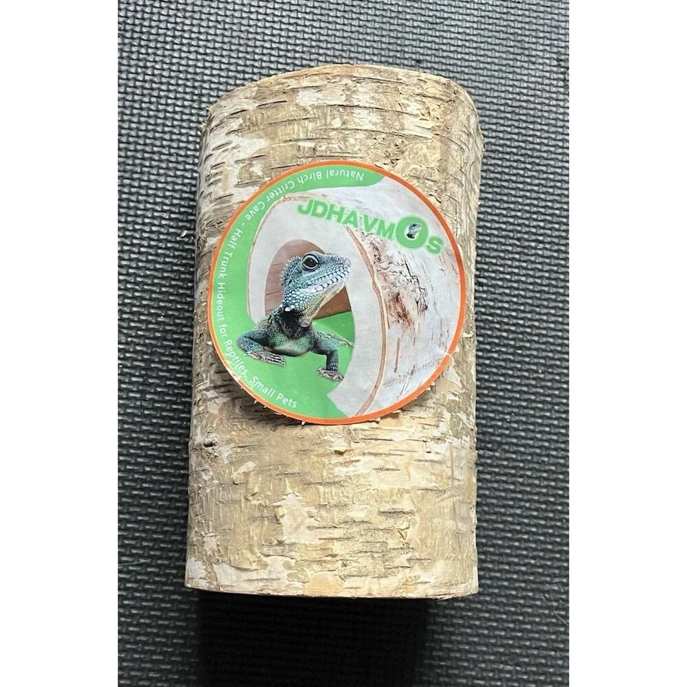 JDHA VMOS Natural Birch Critter Cave Half Trunk Hideout For Reptiles 8